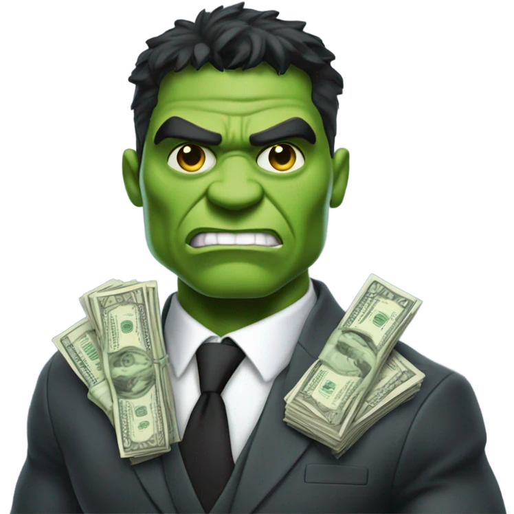Hulk in business suit holding money  emoji