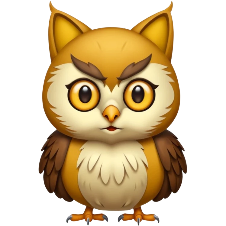 Buho gato defradado de amarillo y marron emoji