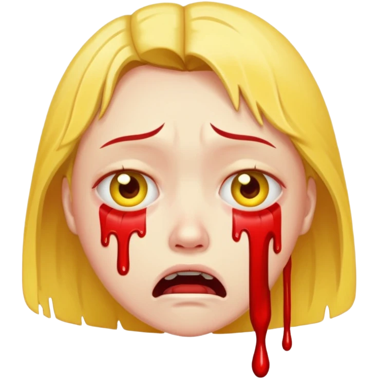 make me an emojiof a yellow face crying blood. emoji