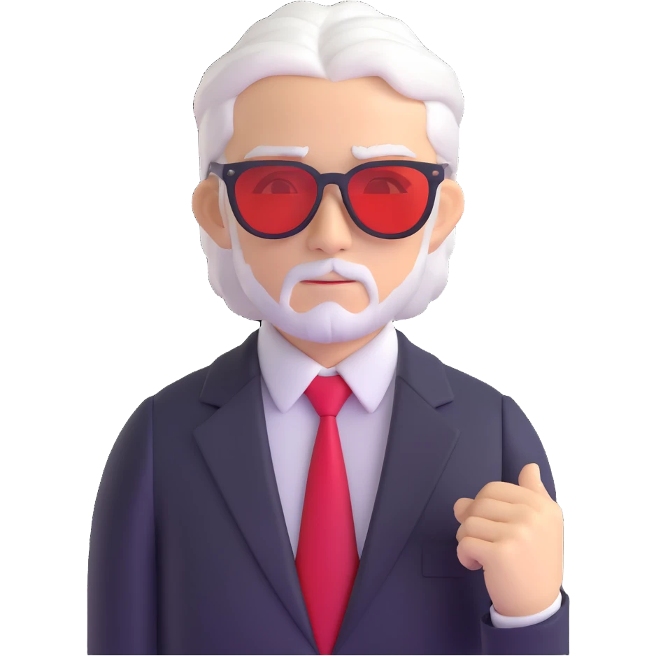 Satoru Gojo anime character with white hair, black suit, red tie, and sunglasses emoji
