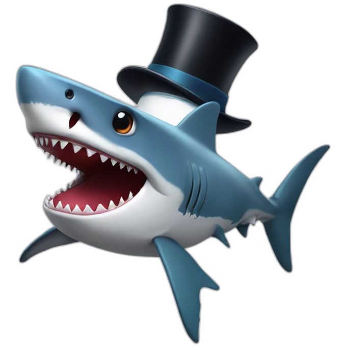 Shark with a top hat emoji