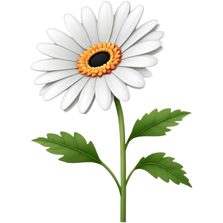 single Gerbera Daisy White, straight stem emoji