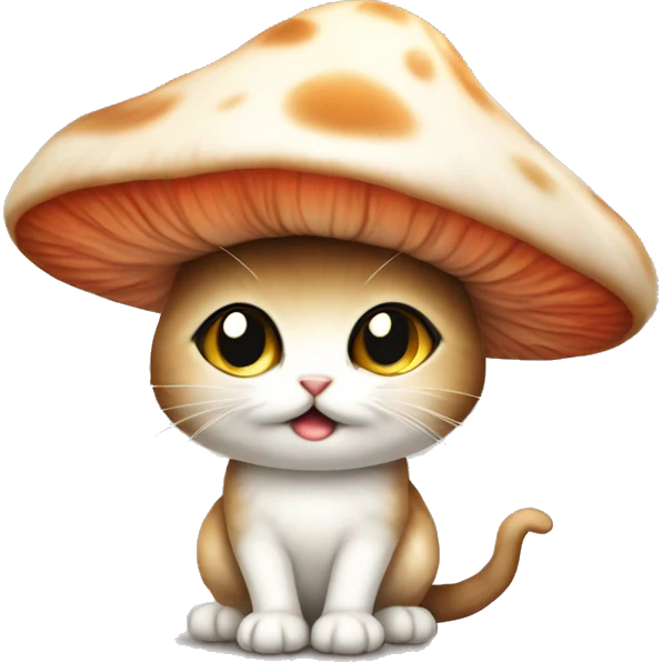 Adorable mushroom kitten emoji