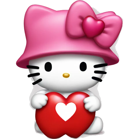 hello kitty with heart emoji