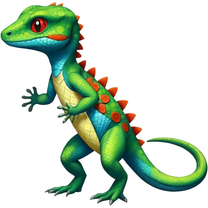 lizard-Salandit-Gecko-Treecko-Kecleon-Fakémon-Pokémon-hybrid-creature (full body)  emoji