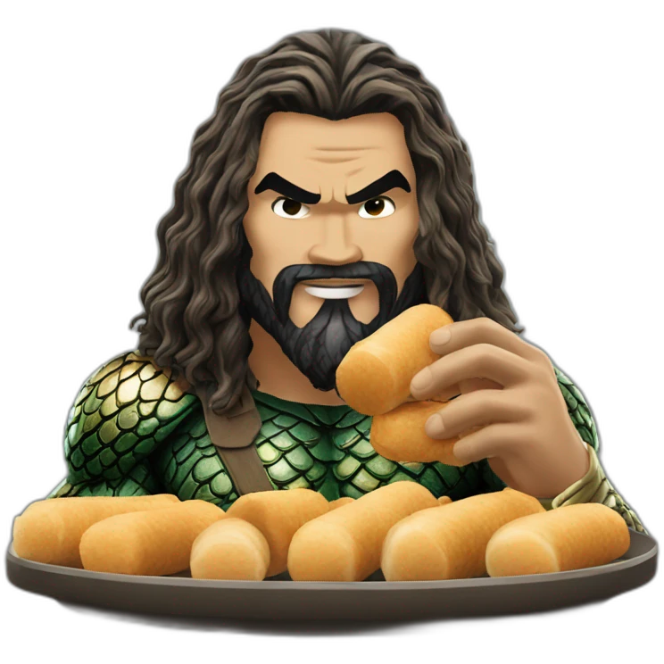 Aquaman Momoa eats rolls emoji