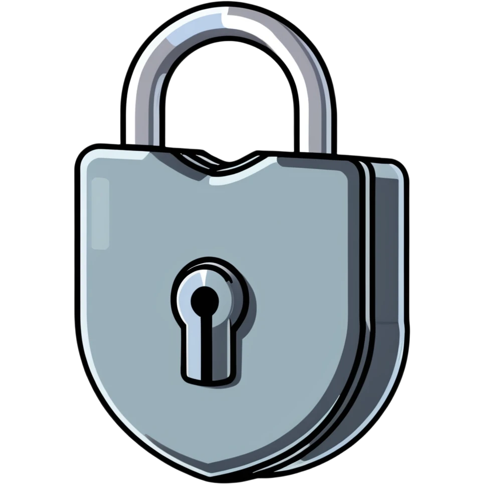 large heavy metal padlock with shiny chrome finish emoji