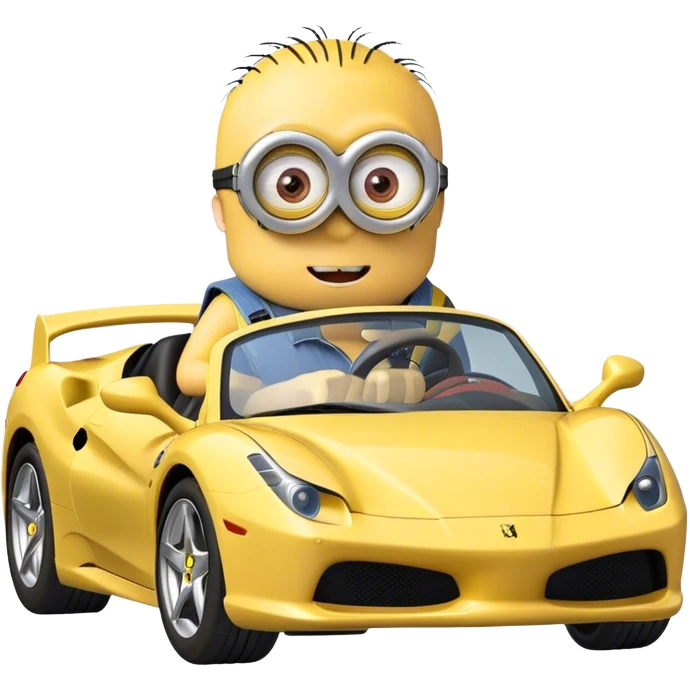 a minion driving a ferrari on pacific drive emoji
