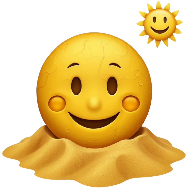 A smiley face positioned behind a brown beach emoji emoji