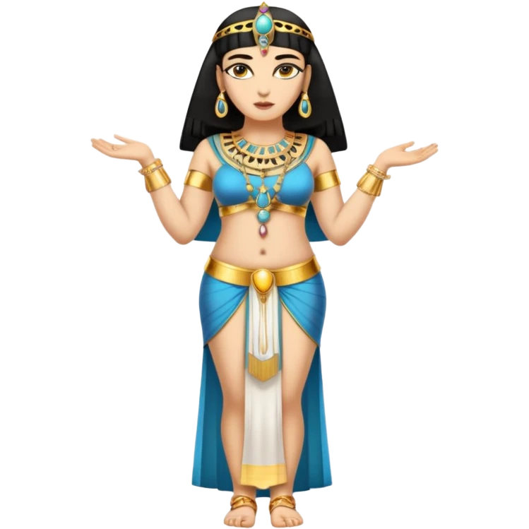 fullbody Cleopatra, buxom, front view, with golden jewelry emoji