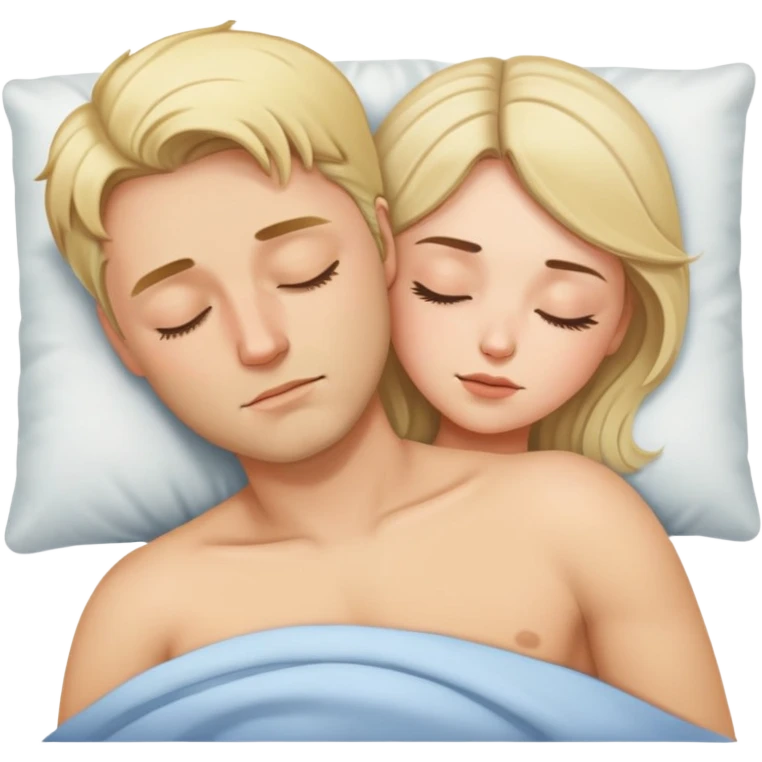 Blond man and brunette woman asleep emoji