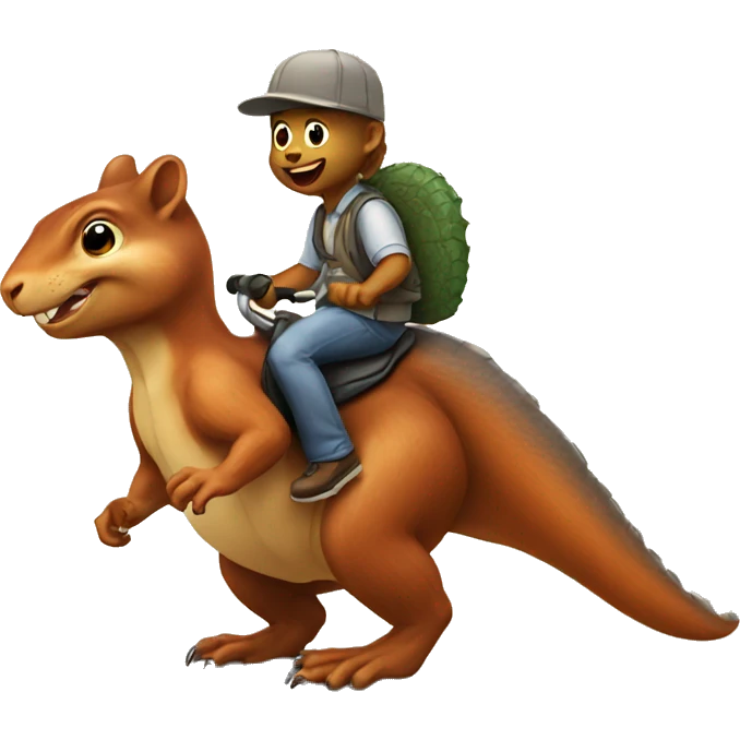 Squirrel riding a dinosaur emoji