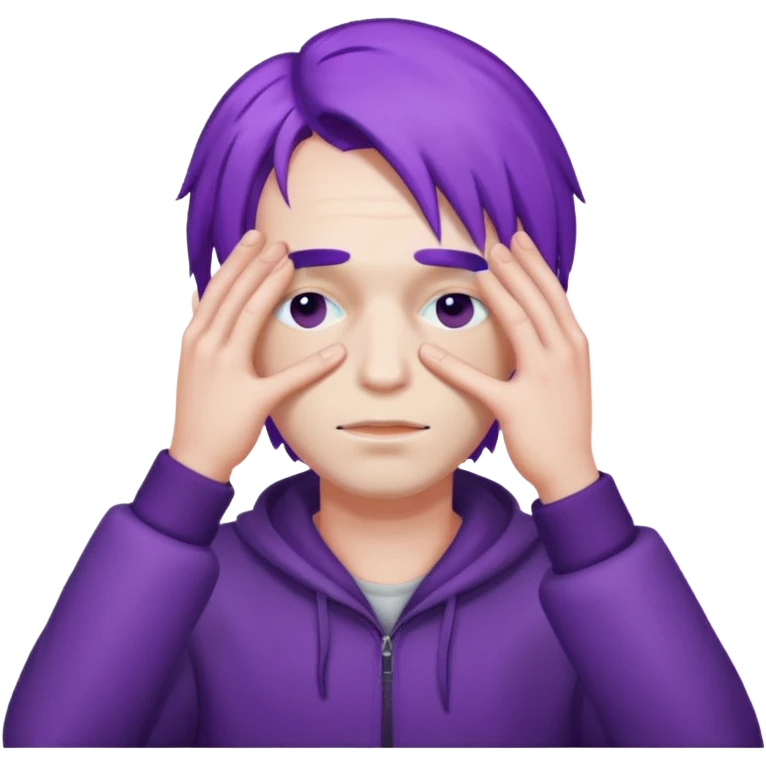 men with purple hair which cover eyes emoji