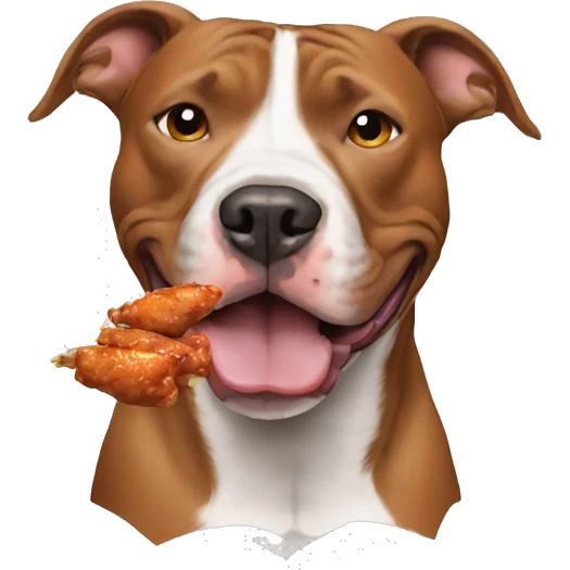 Pitbull eating chicken wings emoji