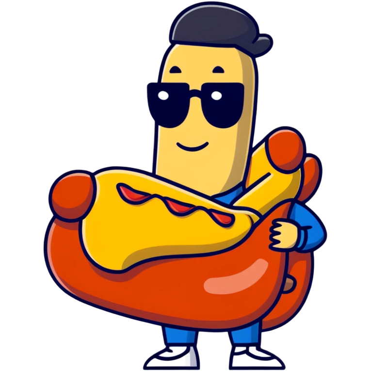 man dressed as a hot dog snack emoji