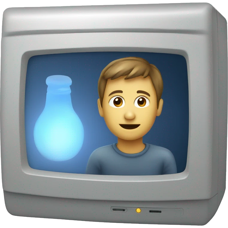 A person looking at a glowing computer screen emoji