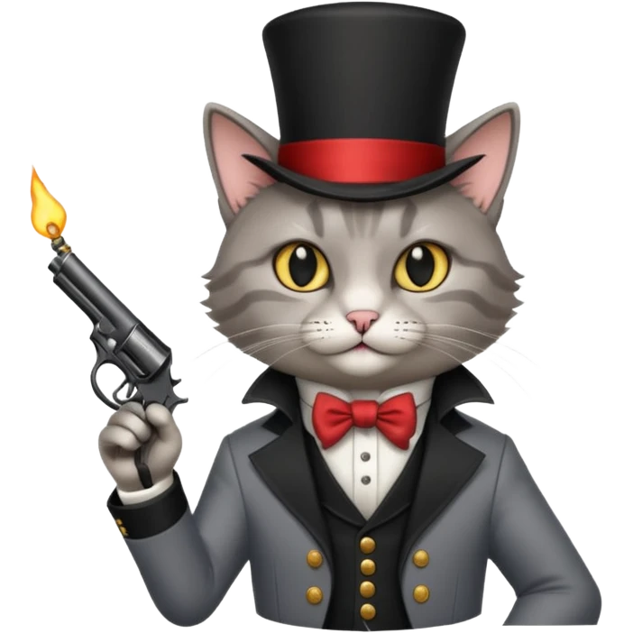 Magitian cat with pistol emoji