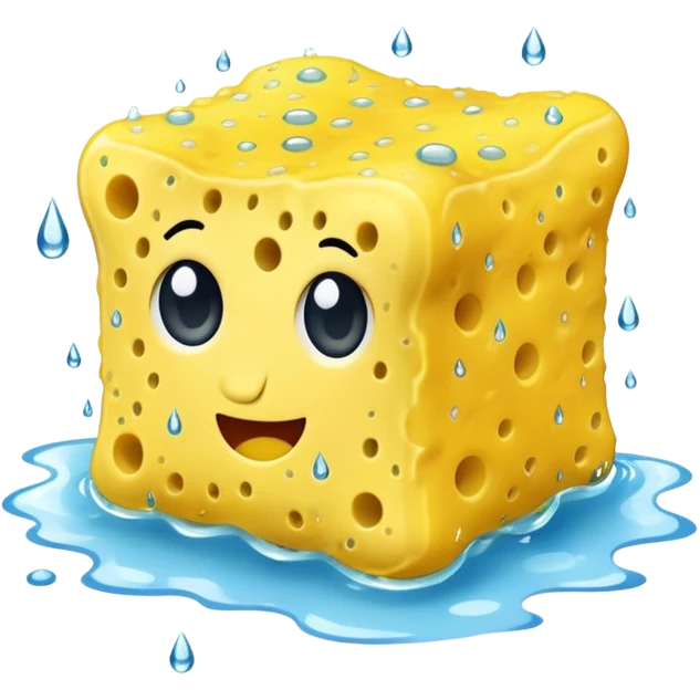 yellow squeezed sponge with water dripping out emoji