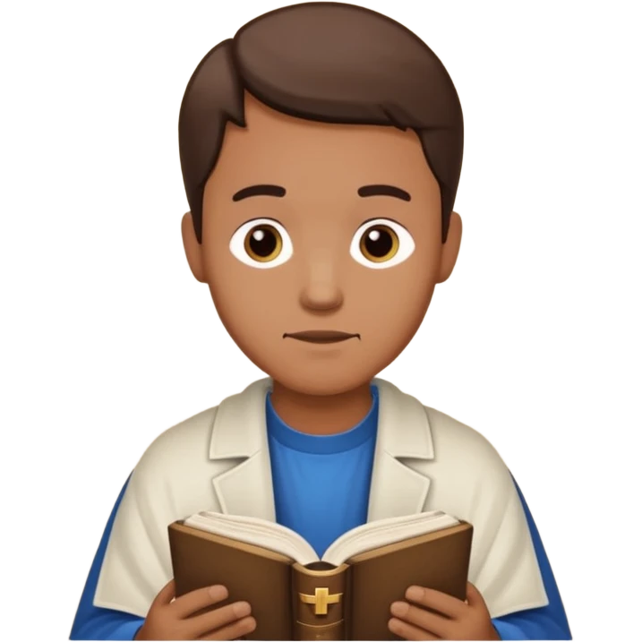 Guy who reads Bible with cross on it emoji