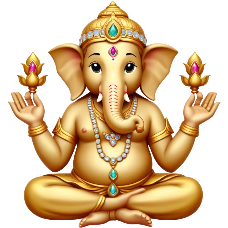 Golden and jewelled Ganesh in meditation attitude  emoji