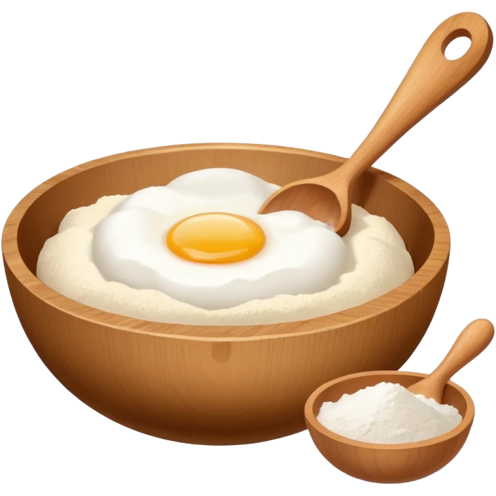 baking ingredients next to a mixing bowl emoji