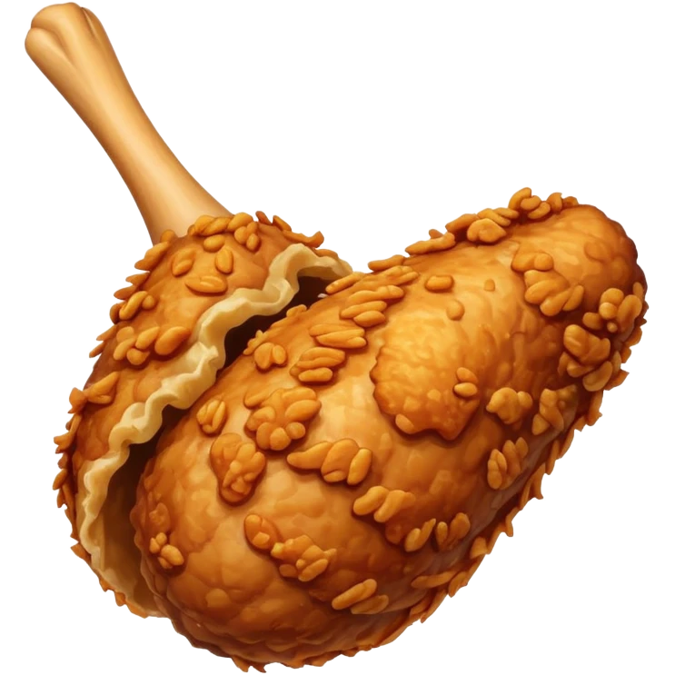 crispy fried chicken drumstick, golden-brown, light texture detail, isolated on white emoji