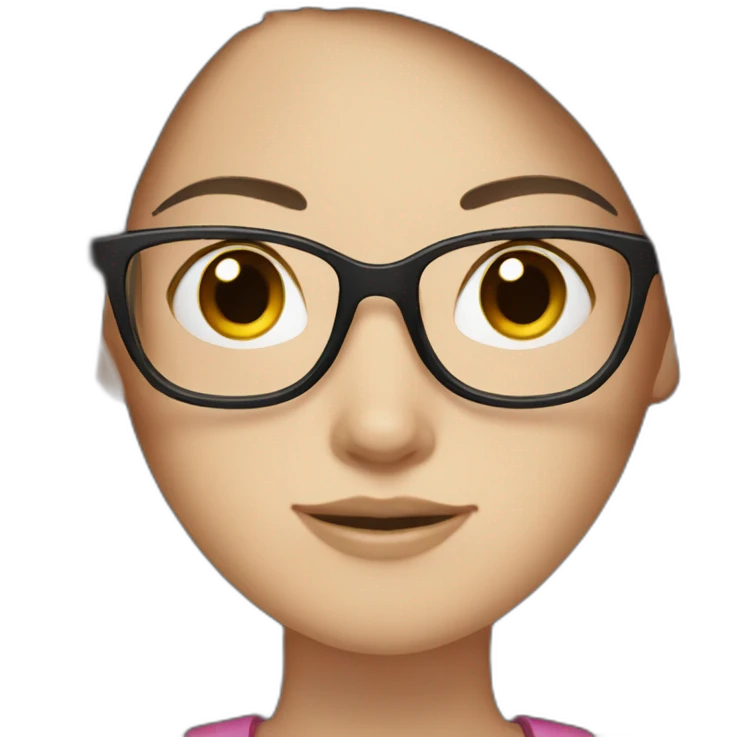 White girl with long straight dark Brown hair and glasses emoji
