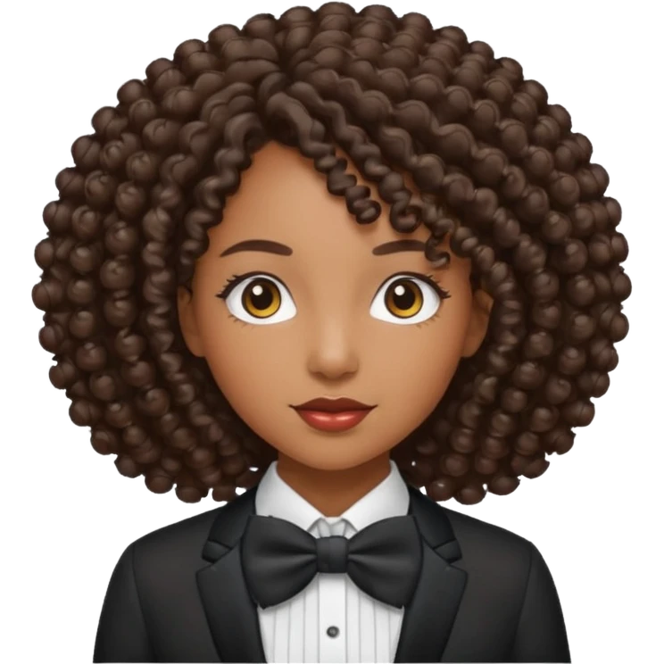 Curly-haired black woman wearing bow ties emoji