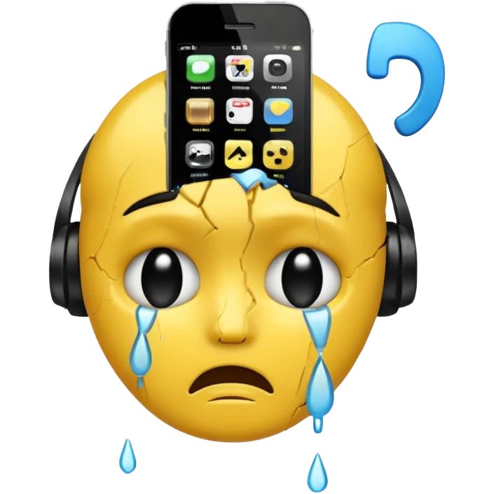 Emoji face with broken phones emoji