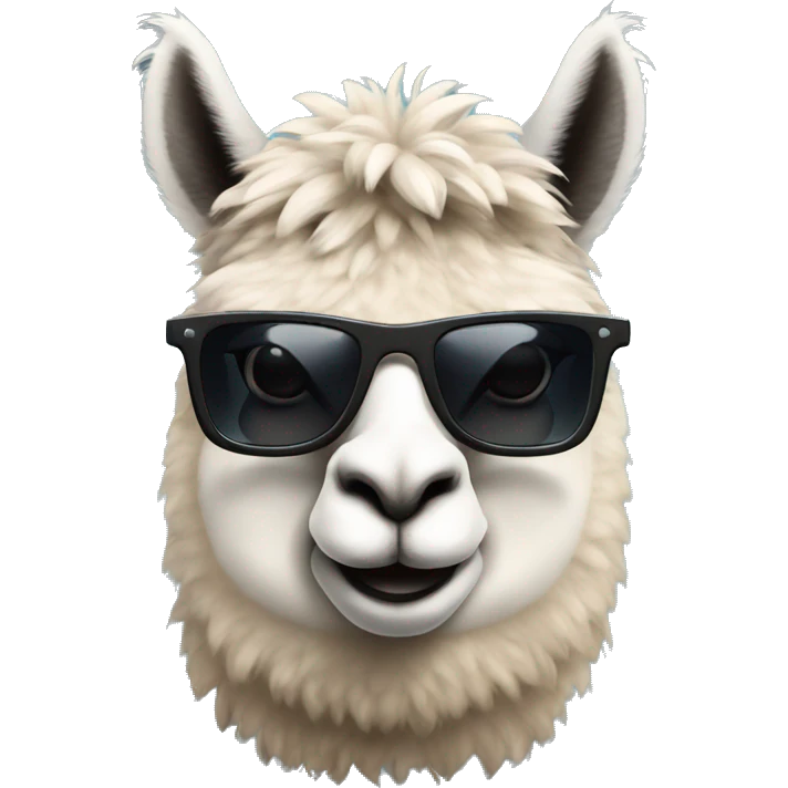 alpaca software developer with dark cool looking sunglasses emoji