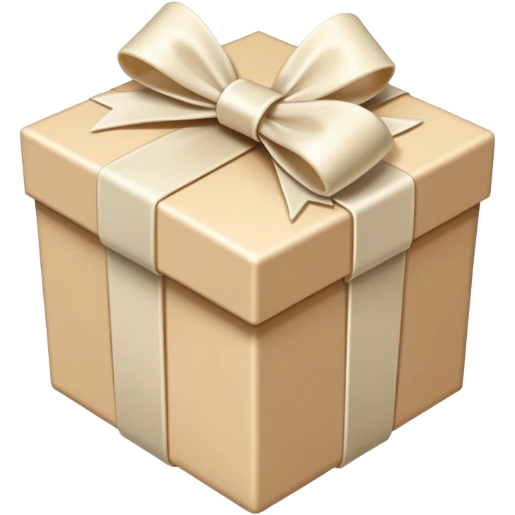 Realistic beige gift box with ivory bow emoji