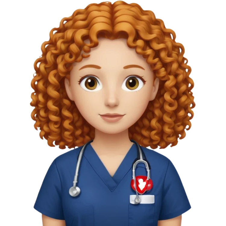 a ginger curly hair vet woman with navy blue scrub

 emoji