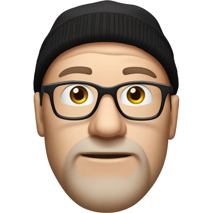 a white-skinned man in a black winter hat, two horns grow from his forehead, he wears glasses and a red Manchester United T-shirt emoji