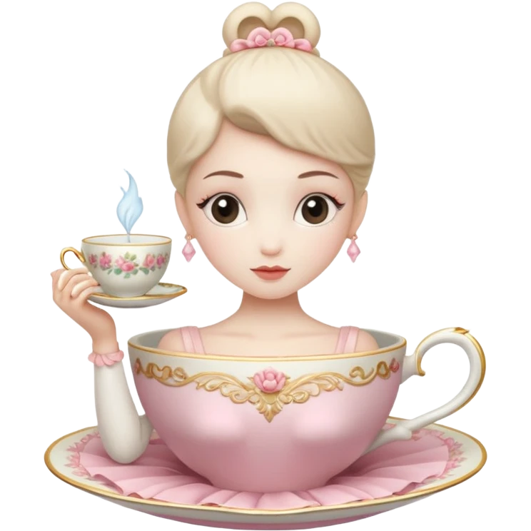 Ballerina con cabeza de taza emoji