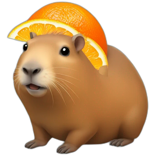 Capybara with an orange on head emoji