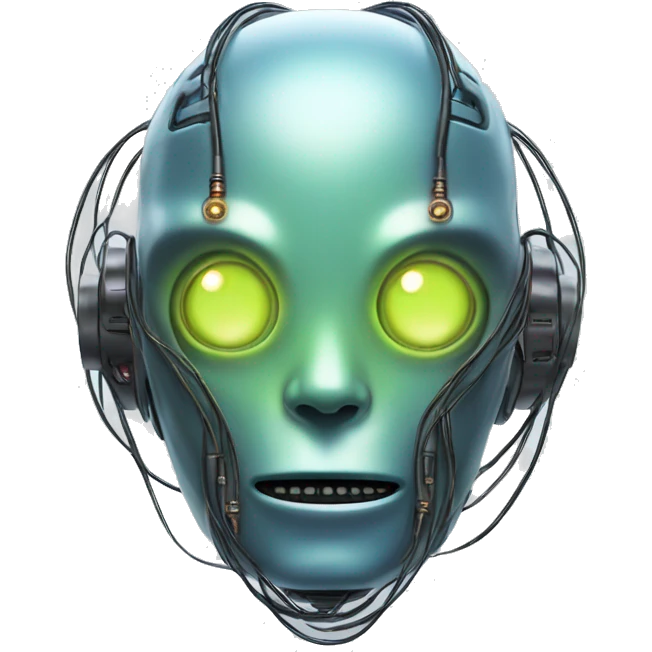 Alien robot head with glowing wires emoji
