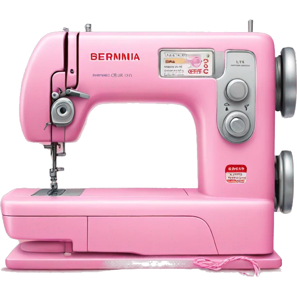 Cute Pink sewing machine with pink thread with BERNINA on it emoji