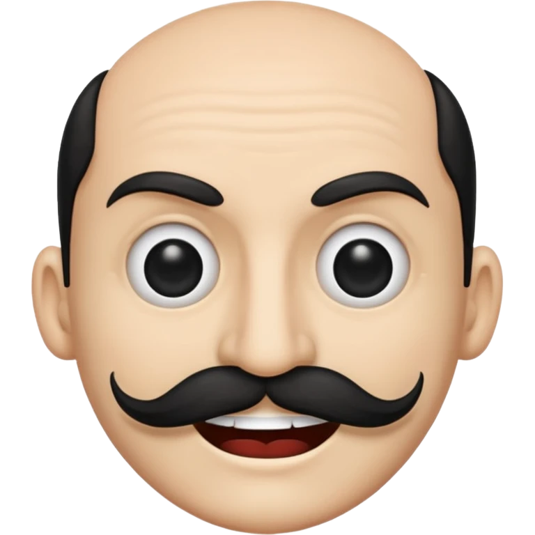 Create a Chinese smile emoji. Use the regular smile emoji and update its looks accordingly. the smile should contain an evil smile with a long Chinese like mustache emoji