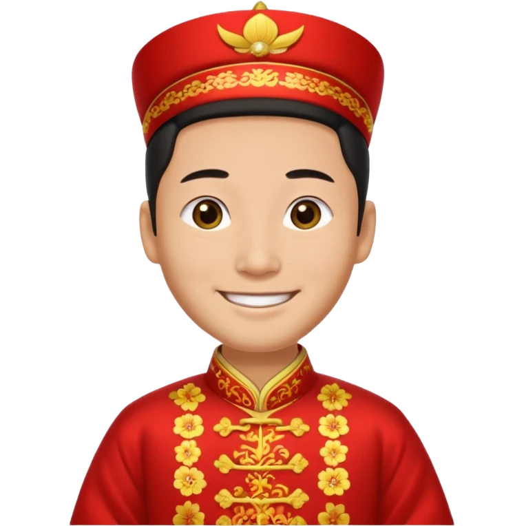 Chinese groom, traditional, culture of chinese, smiley on face. emoji