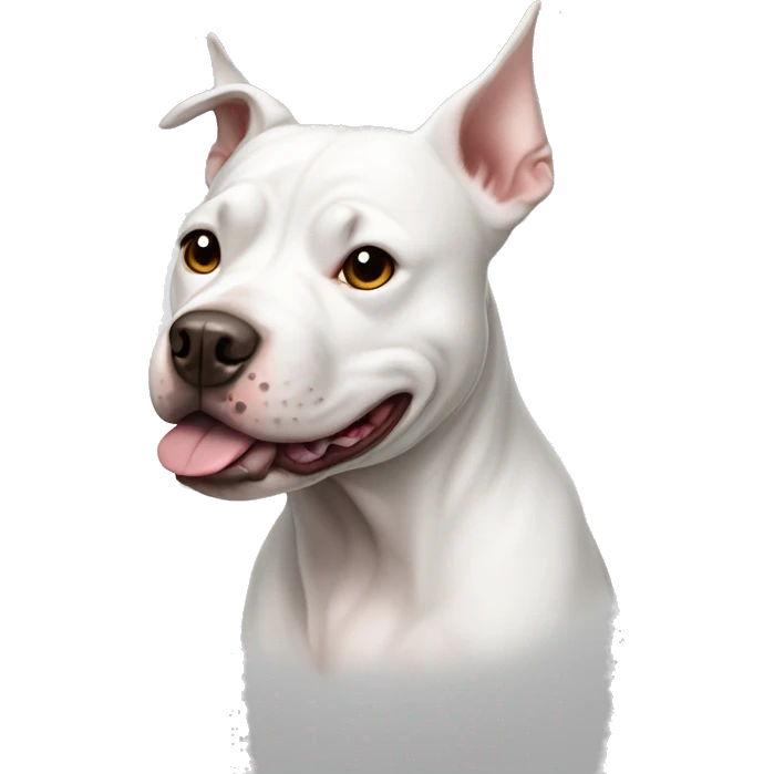 A dog white pitbull dog with pointed ears and a few blanck spots emoji