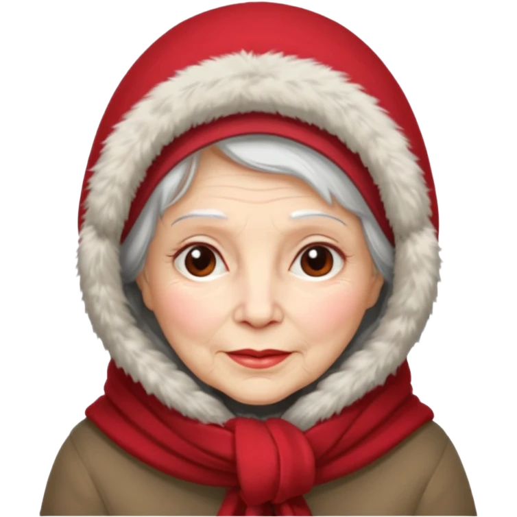 old woman in winter outfit emoji