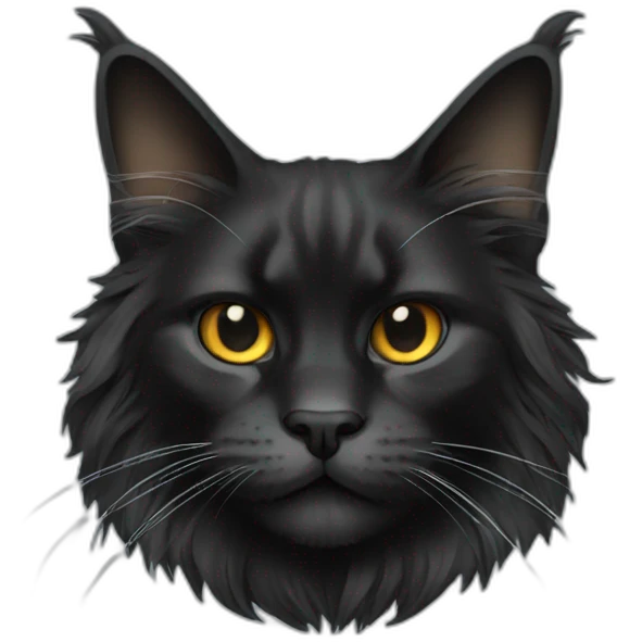 Black smoked maine coon head emoji
