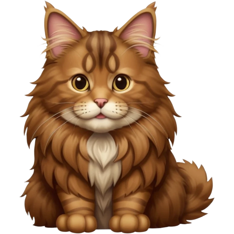 A high-resolution photo-realistic digital illustration of a brown maine coon cat, chest upward emoji