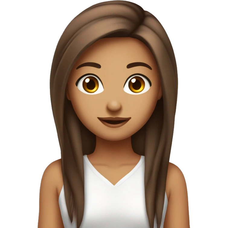 Fille cheveux lisse marron yeux maron clires emoji