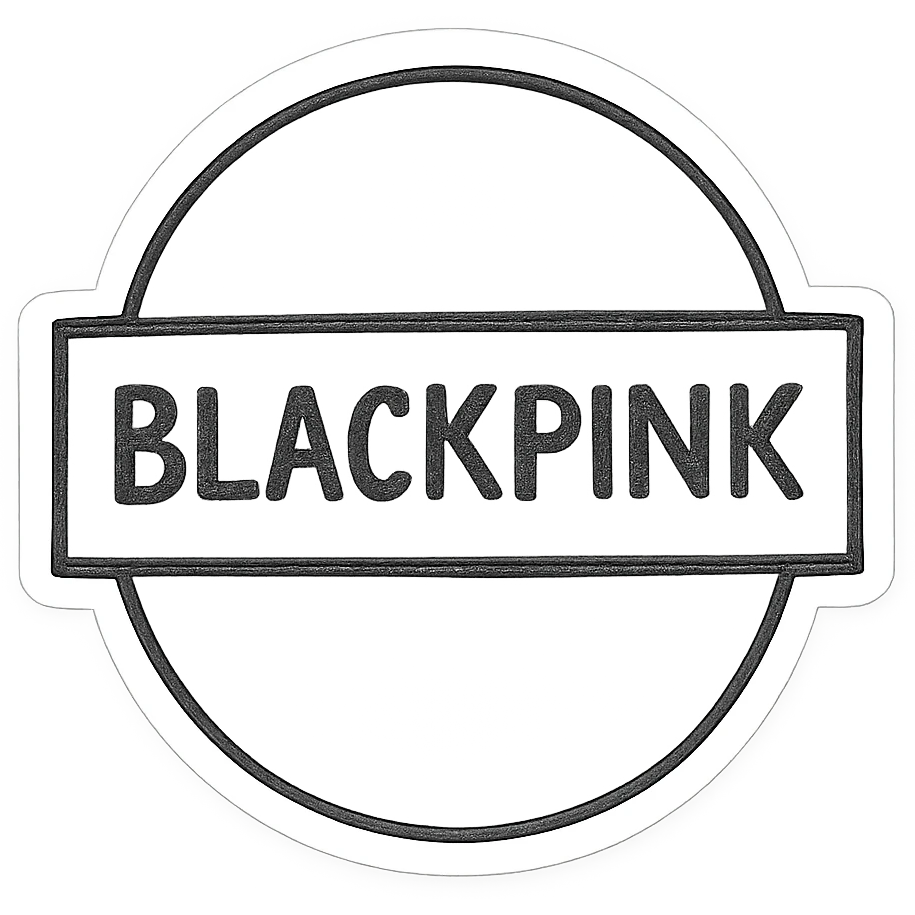 Convert to sticker style with a white border, keep the BLACKPINK-inspired hand drawn look. emoji