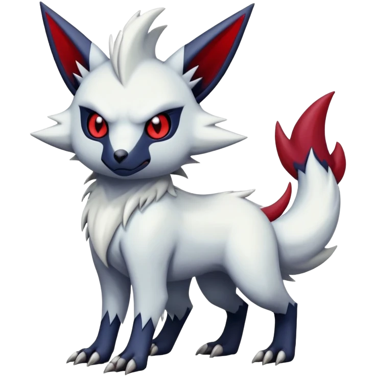 Vampiric feral emo dark Zangoose-Absol-Noibat-Fakémon-hybrid-creature (full body) emoji