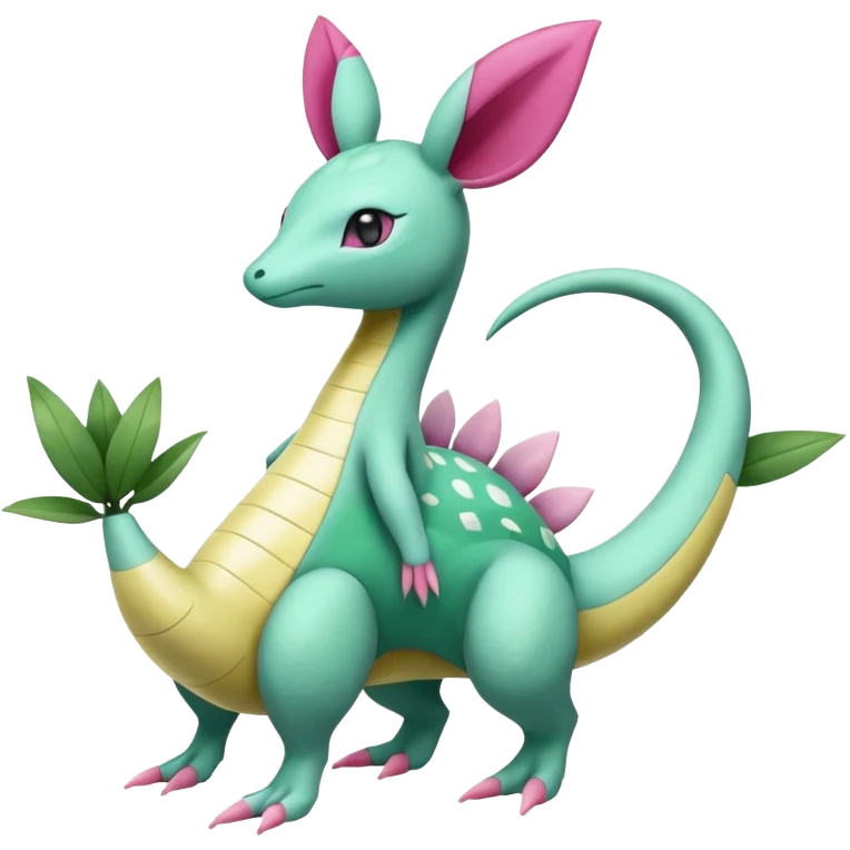 Tropical Exotic Cradily-Leavanny-Gallade-Ampharos-Inteleon-Nidoqueen-Fakémon-Pokémon-hybrid-fusion-creature, full body emoji