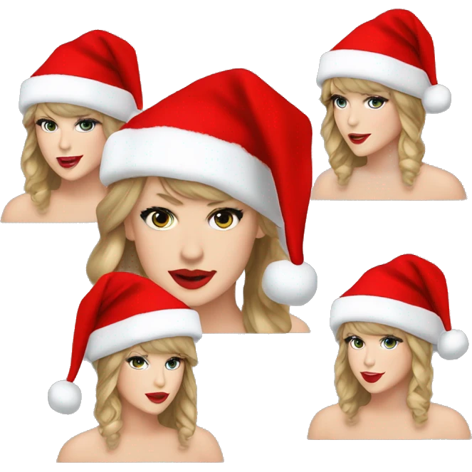 Taylor swift wearing  a Santa hat￼ emoji