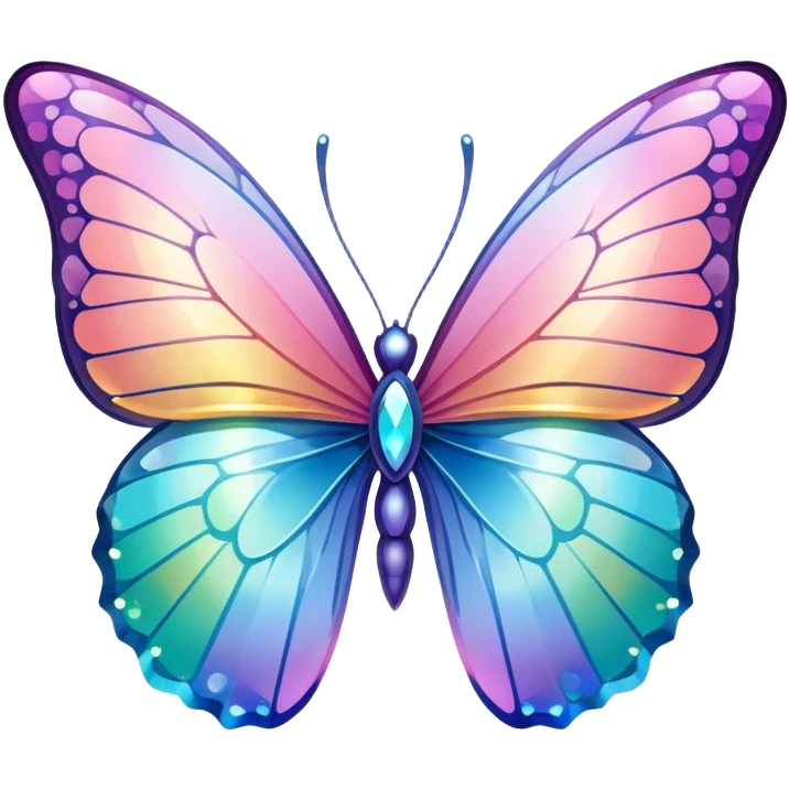 Sparkly Pastel rainbow-gradient iridescent crystal butterfly emoji