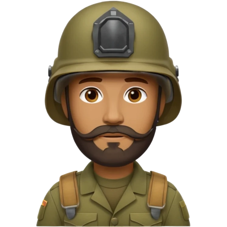 Soldier with thick brown beard and helmet.





























 emoji